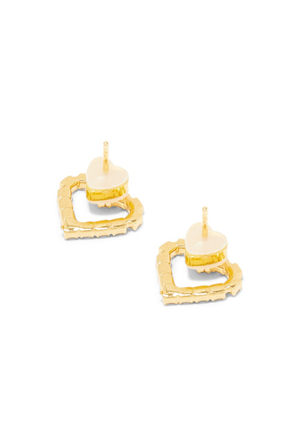 Sweetheart Heart Earrings, 18k Gold-Plated Brass & Crystal